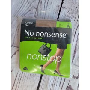 No Nonsense All Day Support Pantyhose Control Top Sheer Toe Tan Size A
